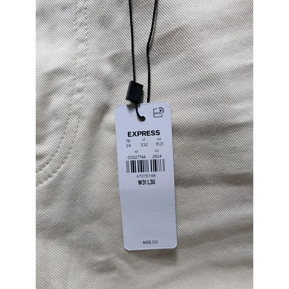 Express Skinny Hyper Stretch Jeans Men's Size 31x30 Cream MSRP $88